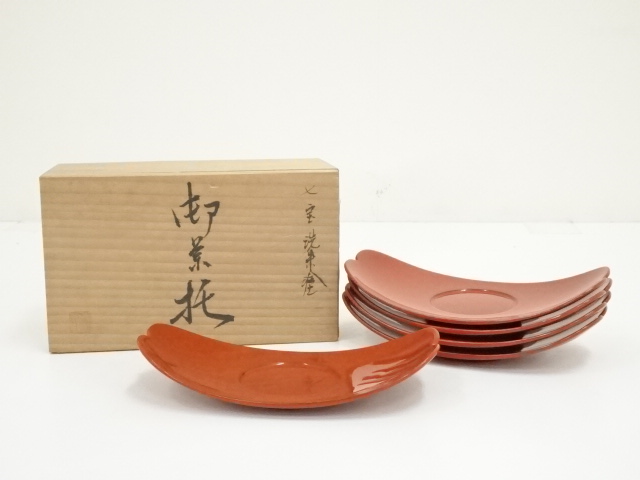 茶托 釣鐘型 銅製 5客組 共箱